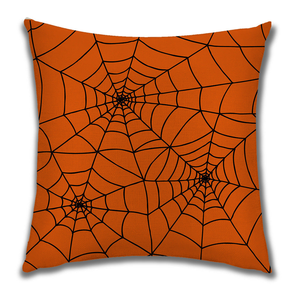 KTX-222099 Cartoon Pumpkin Castle Linen Cushion Cover for Home and Outdoor Decor, 45x45cm