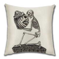 HKM-222099 Cartoon Pumpkin Castle Linen Cushion Cover for Home and Outdoor Decor, 45x45cm