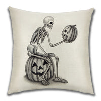 HKM-222099 Cartoon Pumpkin Castle Linen Cushion Cover for Home and Outdoor Decor, 45x45cm