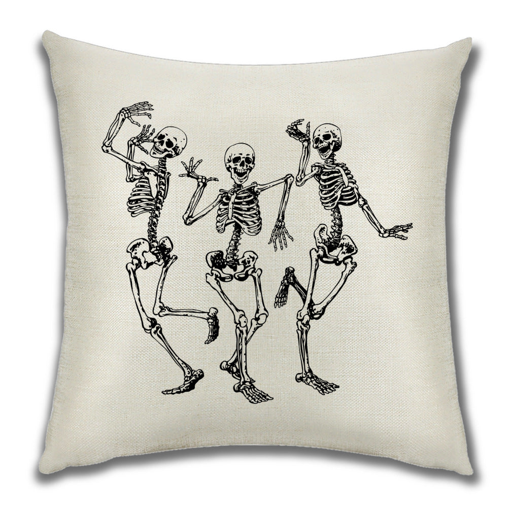 KTX-222099 Cartoon Pumpkin Castle Linen Cushion Cover for Home and Outdoor Decor, 45x45cm