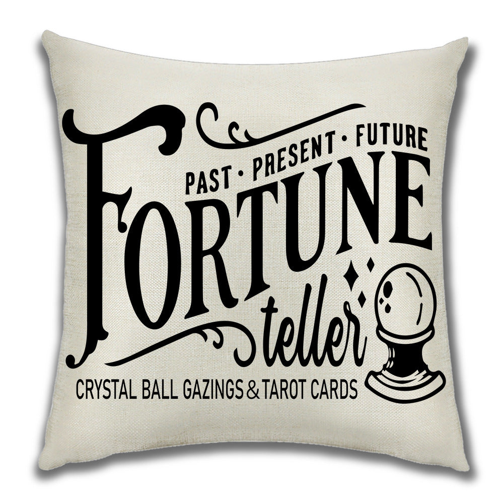 KTX-222099 Cartoon Pumpkin Castle Linen Cushion Cover for Home and Outdoor Decor, 45x45cm