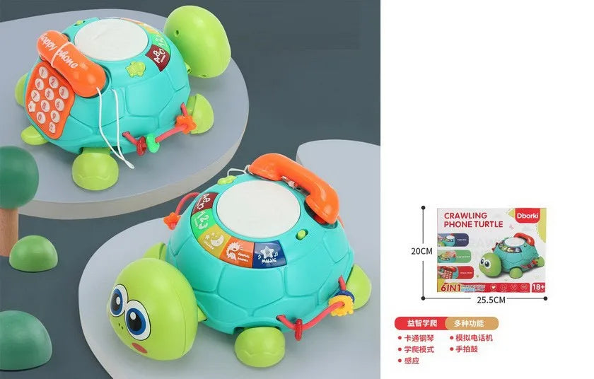 HKM-222227 Musical Turtle Crawling Toy for Infants and Toddlers, Engaging Educational Phone with Sounds