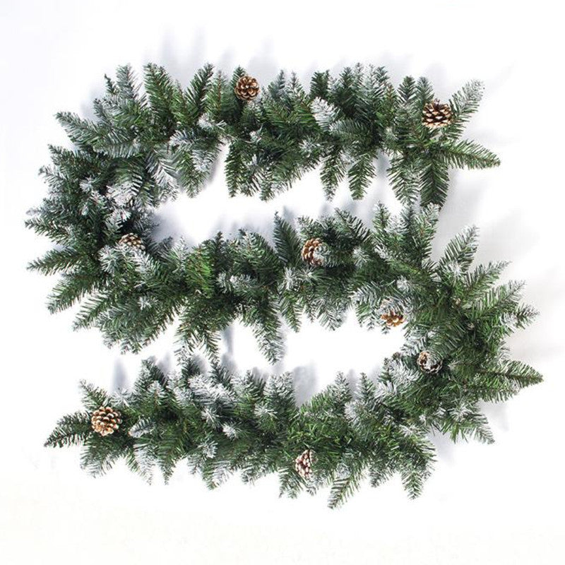 HKM-222227 PVC Spray White Rattan Garland with Pine Fruit and Hawthorn Accents