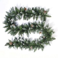 HKM-222227 PVC Spray White Rattan Garland with Pine Fruit and Hawthorn Accents