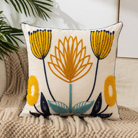 HKM-222227 Pastoral Floral Embroidered Cushion Cover 45x45CM - Nordic Style
