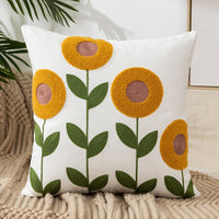 HKM-222227 Pastoral Floral Embroidered Cushion Cover 45x45CM - Nordic Style