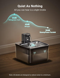 HKM-222291 Rechargeable Wireless Induction Pet Water Dispenser with Stainless Steel Tray for Dogs and Cats
