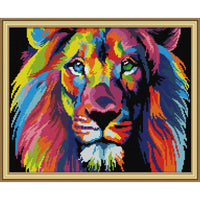 HKM-222419 Colorful Rainbow Dog Cross Stitch Kit - Cotton Embroidery Design