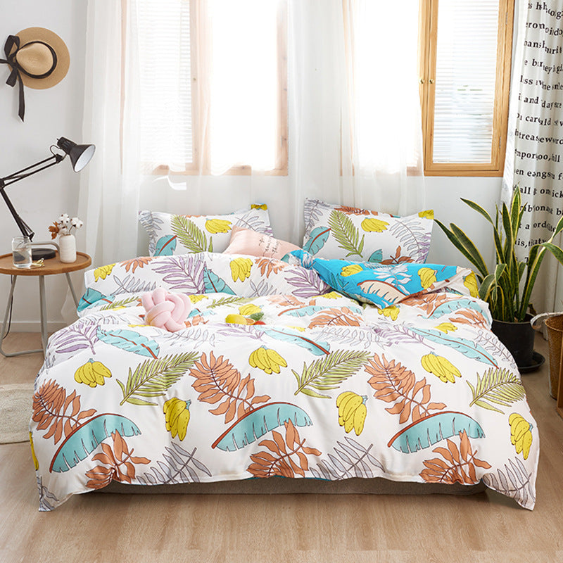 HKM-222419 Washed Cotton Cartoon Anime Four-Piece Bedding Set in Multiple Sizes