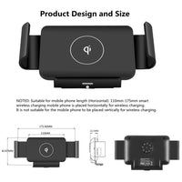 HKM-222483 Wireless Car Charger with Suction and Ventilation Brackets for Qi-Enabled Devices - Universal Compatibility, 10W Output, 8mm Load Distance