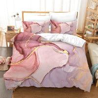 HKM-222739 Modern Geometric 3D Marble Pattern Quilt Cover Set - Digital Print, Polyester, Multiple Sizes Available