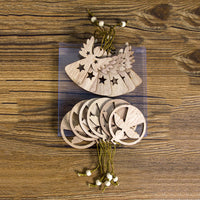 HKM-223187 Wooden Hollow Pendant Box Set for Christmas Decorations - 12 Pieces, 12x12x1 cm