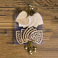 HKM-223187 Wooden Hollow Pendant Box Set for Christmas Decorations - 12 Pieces, 12x12x1 cm