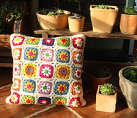 HKM-223251 Handmade Nordic-Style Crocheted Flower Hug Pillow in Plush Beige, 38cm & 45cm with Free Cushion Core