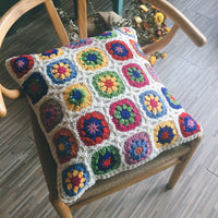HKM-223251 Handmade Nordic-Style Crocheted Flower Hug Pillow in Plush Beige, 38cm & 45cm with Free Cushion Core
