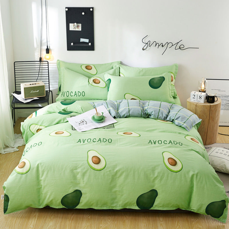 HKM-223379 Cotton Twill Three or Four-Piece Bedding Set with Plant Flower Pattern