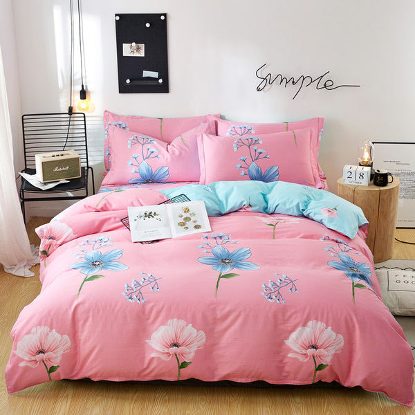 HKM-223379 Cotton Twill Three or Four-Piece Bedding Set with Plant Flower Pattern