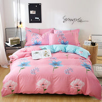 HKM-223379 Cotton Twill Three or Four-Piece Bedding Set with Plant Flower Pattern