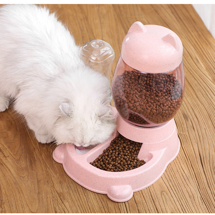 HKM-223443 Automatic Pet Water and Food Dispenser for Cats and Dogs - 528ml Water Capacity, 2.2L Grain Storage
