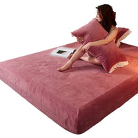 HKM-223571 Soft Velvet Bed Sheet Set - Three-Piece Modern Bedding in Cotton and Polyester