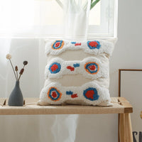 HKM-223635 Cotton Canvas Tufted Geometric Embroidered Pillowcase - 45x45cm Various Colors Available