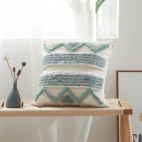 HKM-223635 Cotton Canvas Tufted Geometric Embroidered Pillowcase - 45x45cm Various Colors Available