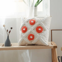 HKM-223635 Cotton Canvas Tufted Geometric Embroidered Pillowcase - 45x45cm Various Colors Available