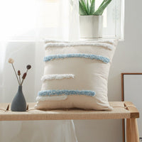 HKM-223635 Cotton Canvas Tufted Geometric Embroidered Pillowcase - 45x45cm Various Colors Available