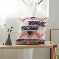 HKM-223635 Cotton Canvas Tufted Geometric Embroidered Pillowcase - 45x45cm Various Colors Available