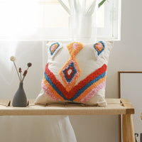 HKM-223635 Cotton Canvas Tufted Geometric Embroidered Pillowcase - 45x45cm Various Colors Available