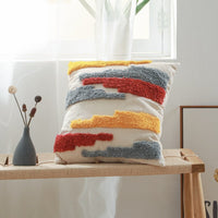 HKM-223635 Cotton Canvas Tufted Geometric Embroidered Pillowcase - 45x45cm Various Colors Available