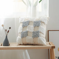 HKM-223635 Cotton Canvas Tufted Geometric Embroidered Pillowcase - 45x45cm Various Colors Available