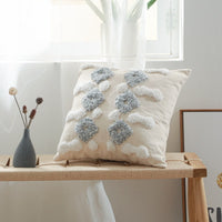 HKM-223635 Cotton Canvas Tufted Geometric Embroidered Pillowcase - 45x45cm Various Colors Available