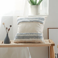 HKM-223635 Cotton Canvas Tufted Geometric Embroidered Pillowcase - 45x45cm Various Colors Available