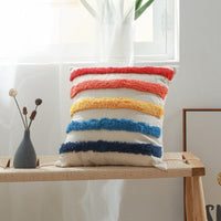HKM-223635 Cotton Canvas Tufted Geometric Embroidered Pillowcase - 45x45cm Various Colors Available