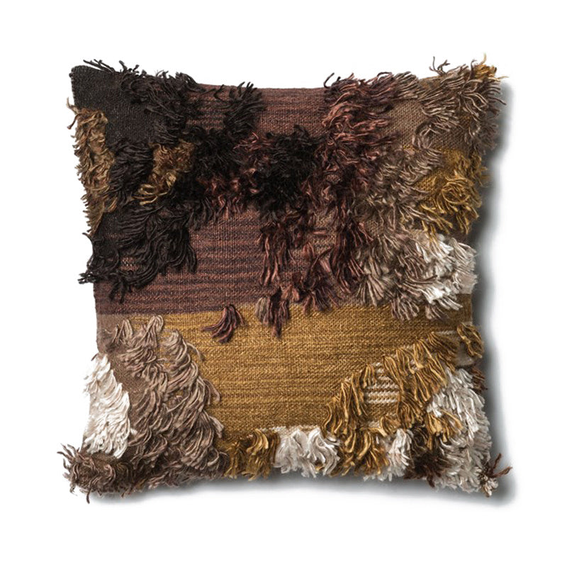 HKM-223699 Hand-Woven Striped Wool Pillowcase with PP Cotton Filling, 45x45CM