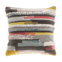 HKM-223699 Hand-Woven Striped Wool Pillowcase with PP Cotton Filling, 45x45CM