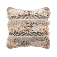 HKM-223699 Hand-Woven Striped Wool Pillowcase with PP Cotton Filling, 45x45CM