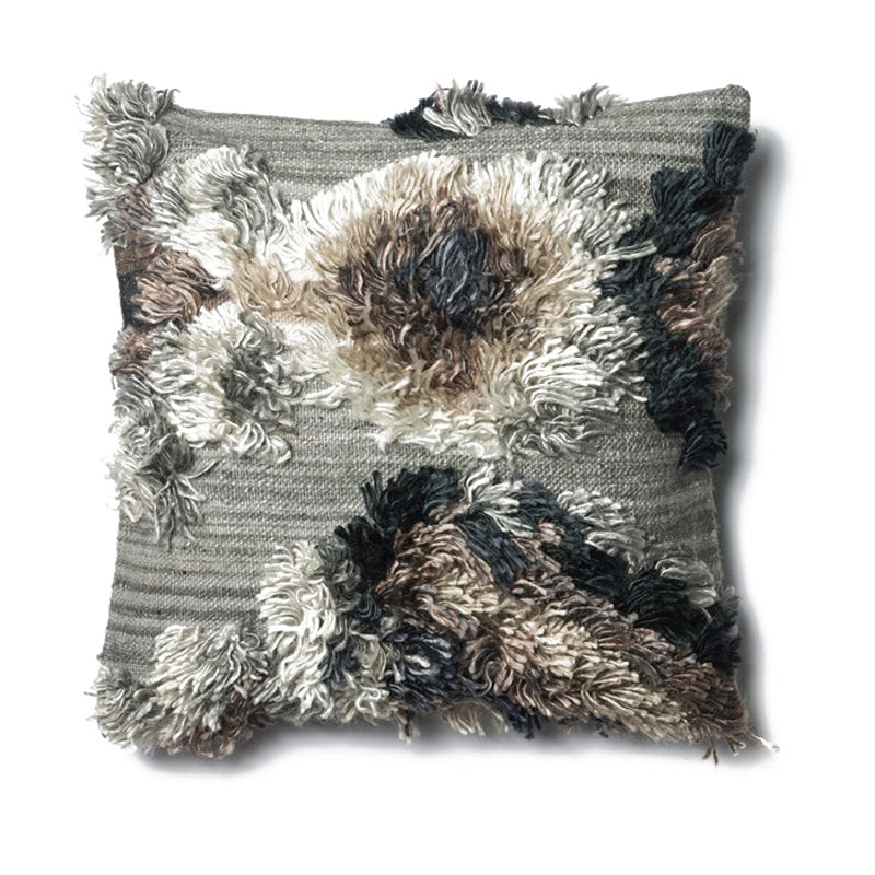 HKM-223699 Hand-Woven Striped Wool Pillowcase with PP Cotton Filling, 45x45CM