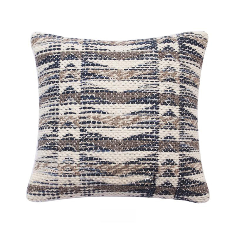 HKM-223699 Hand-Woven Striped Wool Pillowcase with PP Cotton Filling, 45x45CM