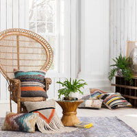 HKM-223699 Hand-Woven Striped Wool Pillowcase with PP Cotton Filling, 45x45CM
