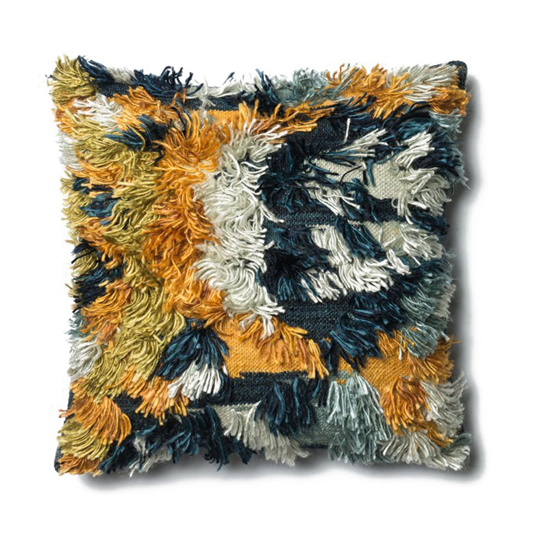 HKM-223699 Hand-Woven Striped Wool Pillowcase with PP Cotton Filling, 45x45CM