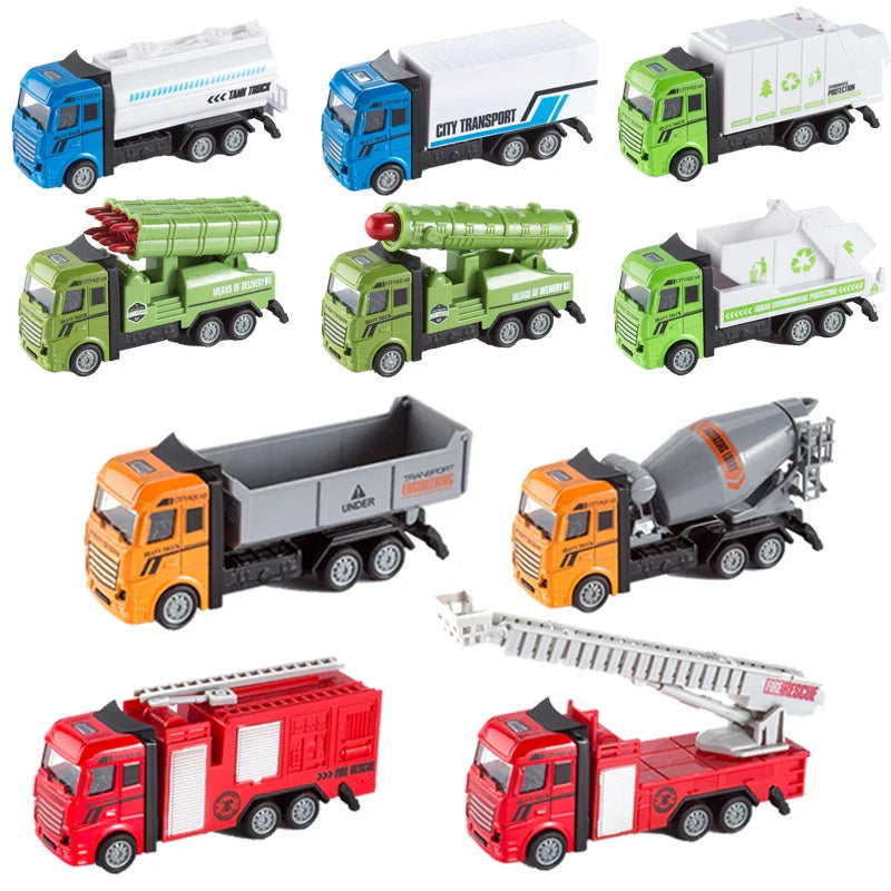 HKM-223827 Diecast Alloy Pull Back Fire Truck Model for Children Ages 2 and Up