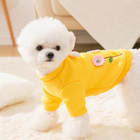 HKM-223827 Three-Dimensional Flower Embroidered Sweater for Small Pets in Yellow, Green, and Pink