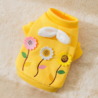 HKM-223827 Three-Dimensional Flower Embroidered Sweater for Small Pets in Yellow, Green, and Pink