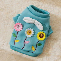 HKM-223827 Three-Dimensional Flower Embroidered Sweater for Small Pets in Yellow, Green, and Pink