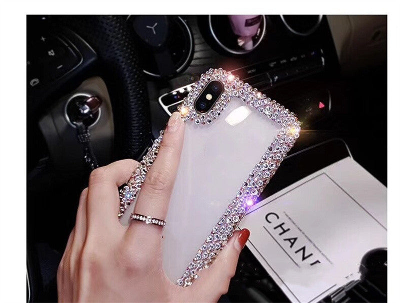HKM-223827 Transparent Rhinestone Protective Sleeve for Smartphones - Anti-Fall Back Cover Case