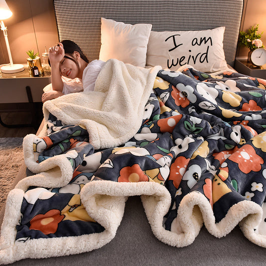 HKM-223891 Cozy Cartoon Animation Double Blanket - Thick Polyester Quilt, Multiple Sizes Available
