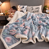 HKM-223891 Cozy Cartoon Animation Double Blanket - Thick Polyester Quilt, Multiple Sizes Available