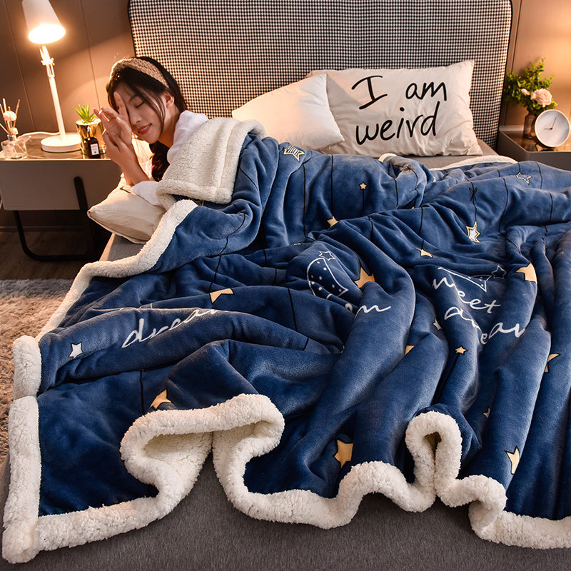 HKM-223891 Cozy Cartoon Animation Double Blanket - Thick Polyester Quilt, Multiple Sizes Available